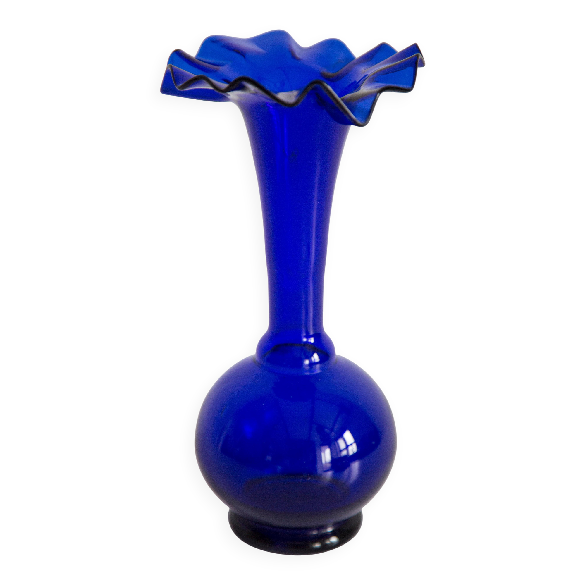 Blue mid-century vase with frills, Europe, 1960s