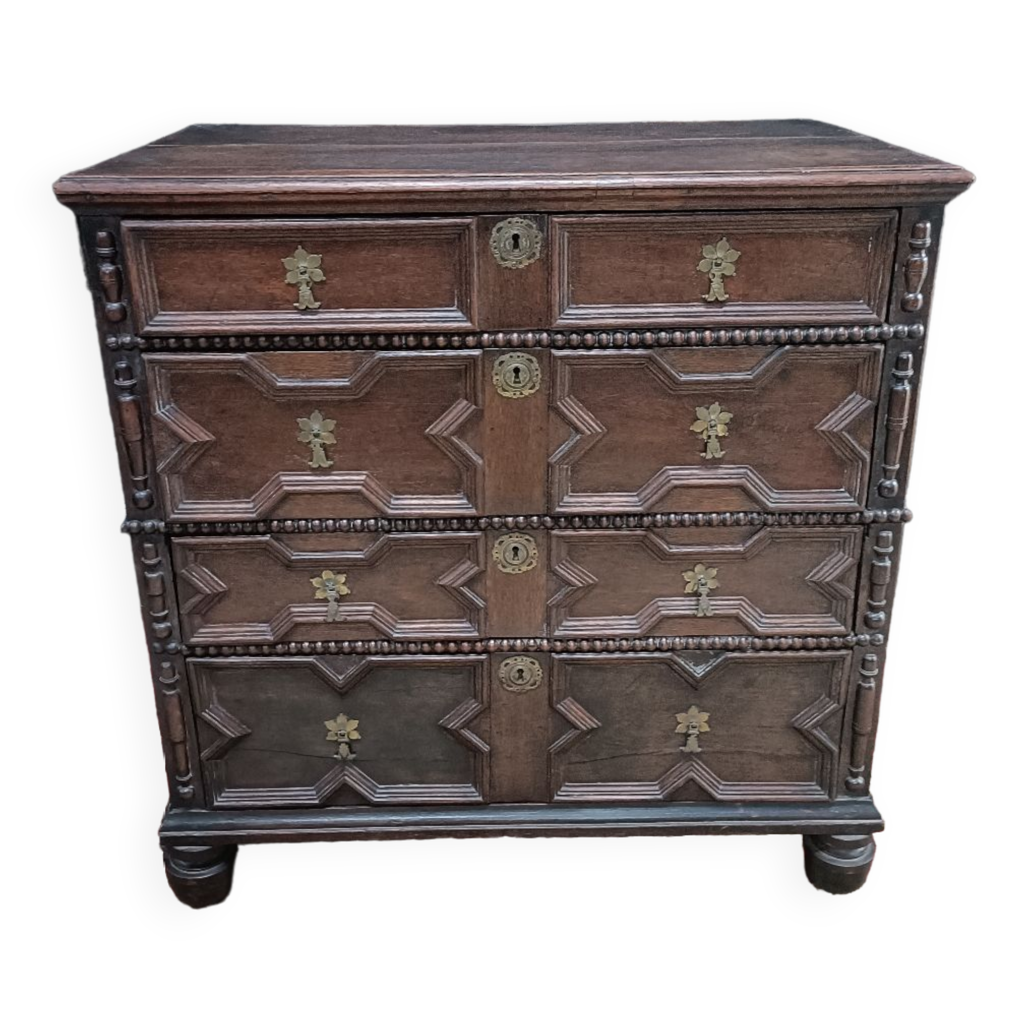 Old oak chest of drawers, 4 drawers, antique