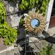 Vintage sun mirror 1960 in patinated golden balsa