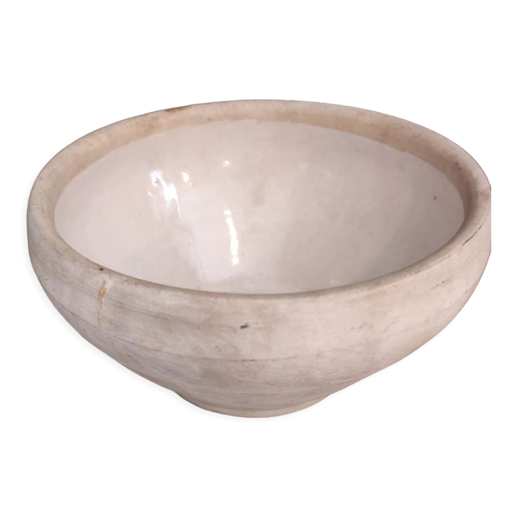 Vintage French salad bowl in white clay