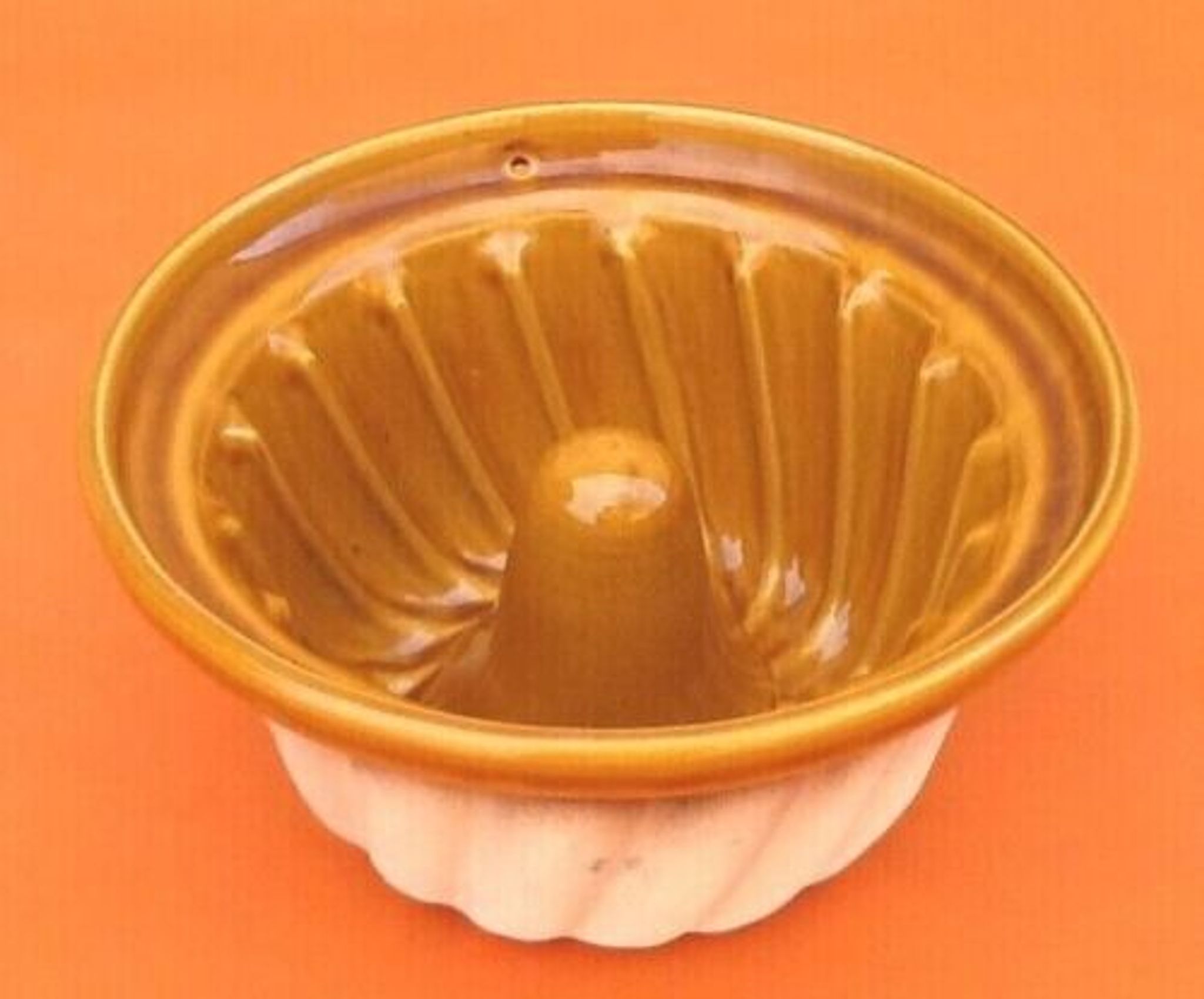 Kouglof mould traditional alsatian ceramic of high fluted and hollowed shape