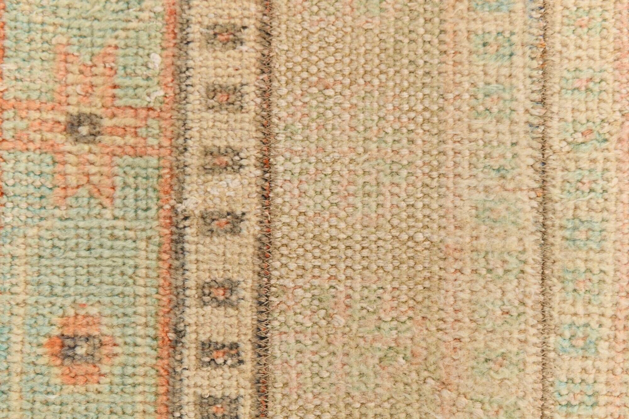 Tapis de couloir vintage turc crème et marron