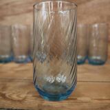 6 verres à eau bleu à tourbillon optique luminarc
