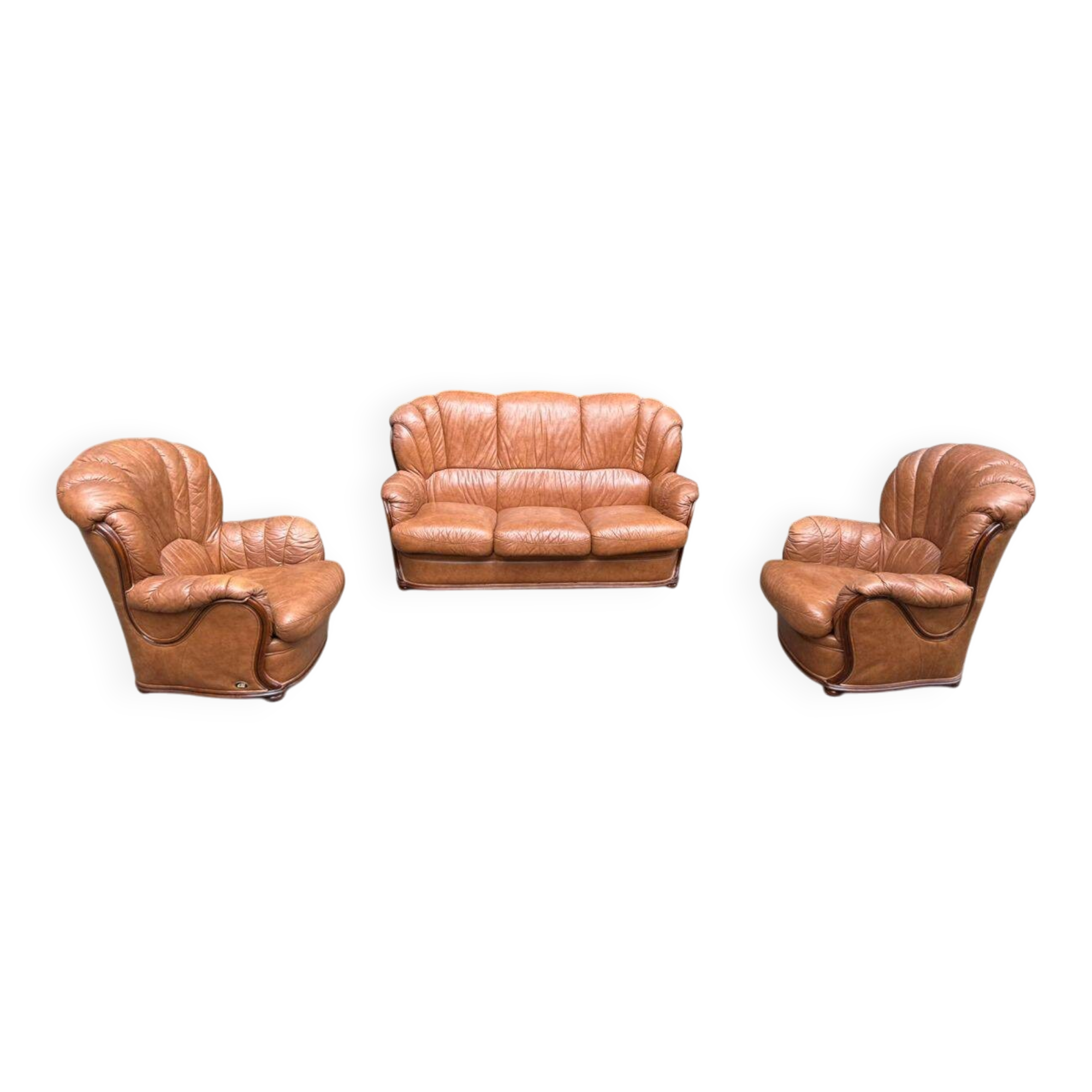Salon en cuir cognac Alberto Nieri, Italie