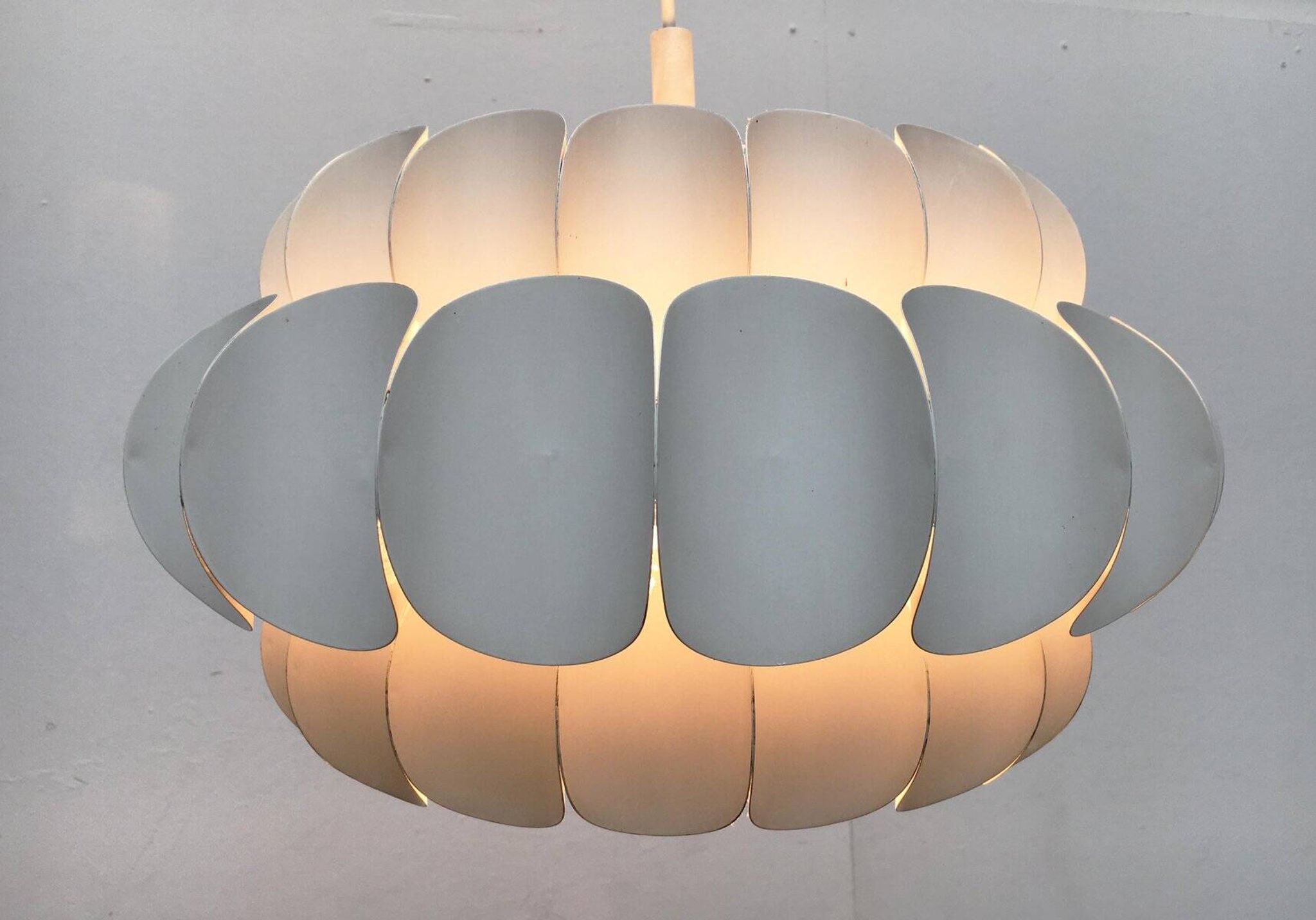 Mid-century white metal Swiss suspension by H. Zender for Temde.