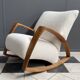 Large white boucle fabric rocking chair