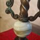 large bronze lamp from 1940 to 1950, glass globes 60x24, electrical in working order with pull switch