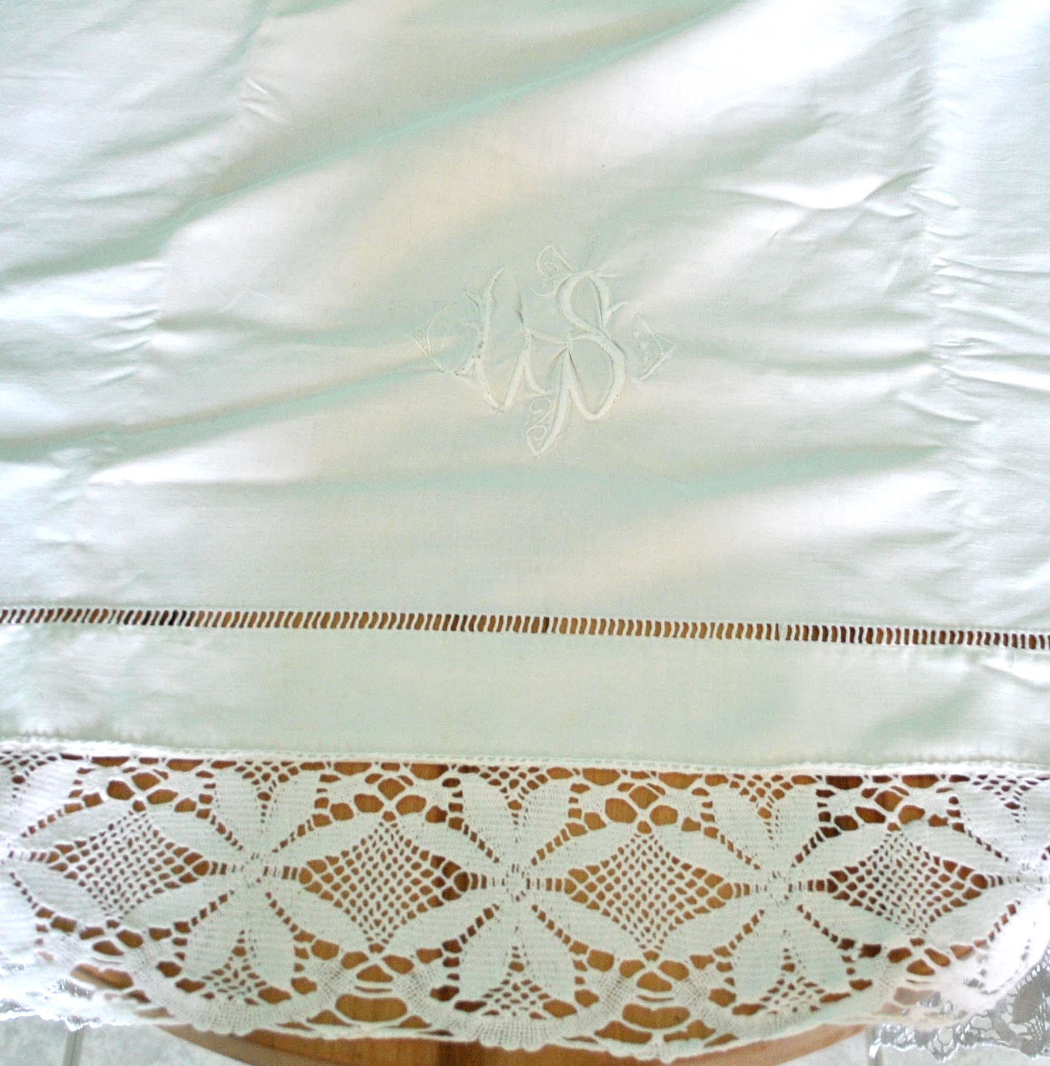 Vintage sheets in embroidered cotton and lace LS 170x280 *F1*
