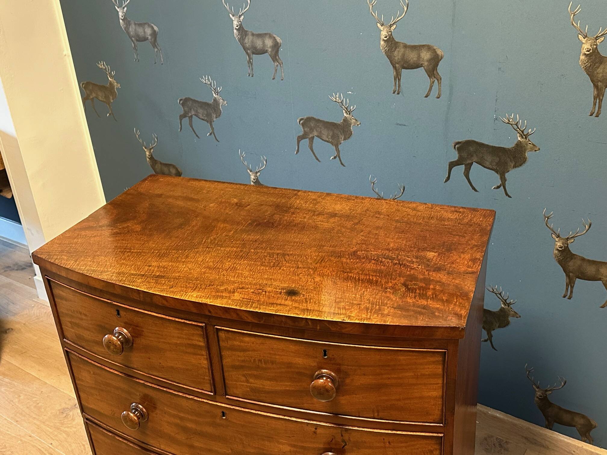 Antique Bow front chest of drawers