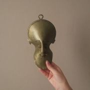 Brass mask wall sculpture African art handmade ethnic tribal decorative object