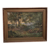 Oil on canvas undergrowth landscape by Charrrier early 20th century
