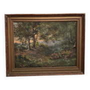 Oil on canvas undergrowth landscape by Charrrier early 20th century