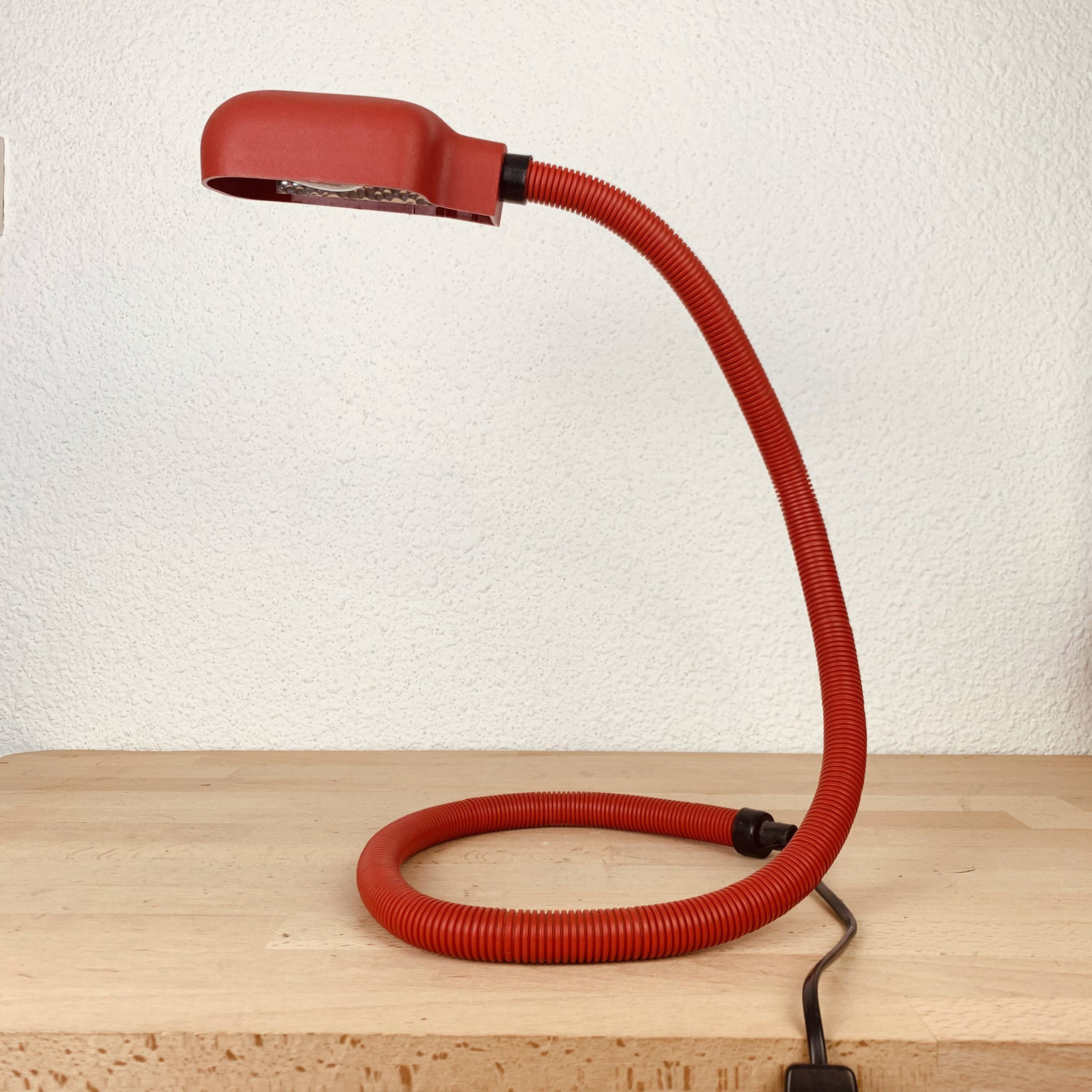 Lampe serpent flexible rouge années 80