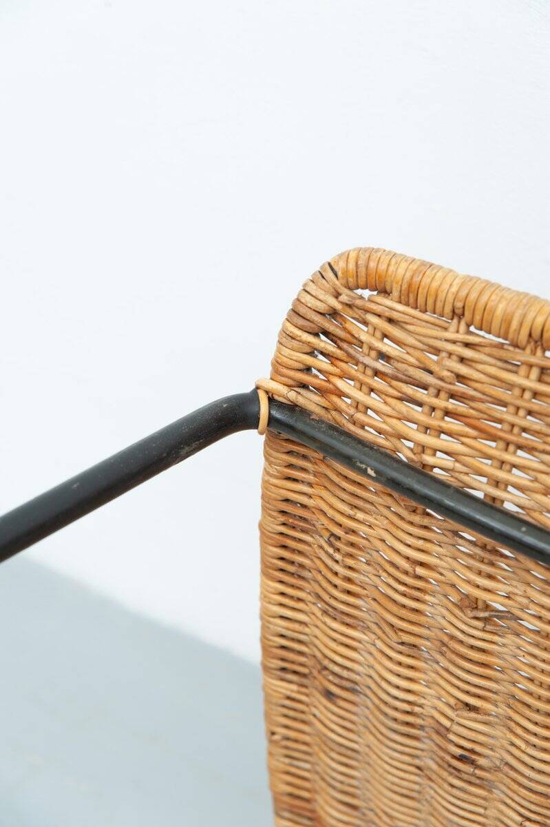 Gian Franco Legler attributed rattan stool, 1950s