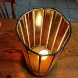 Vintage Lamp from the 60s Colored Glass, Tin and Earthenware