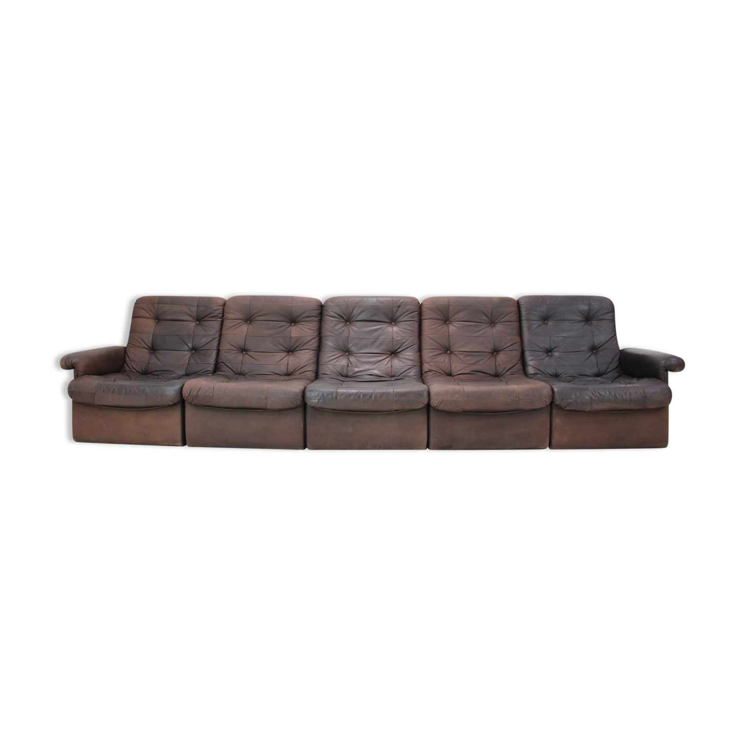 1980s leather modular five seater sofa