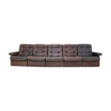 1980s leather modular five seater sofa