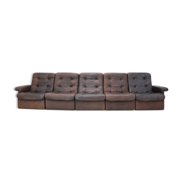 1980s leather modular five seater sofa
