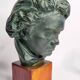 Plaster bust of Beethoven with bronze patina, signed, 27 cm