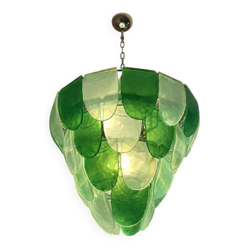 Modern Green Petals Murano-Style Glass Chandelier