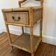 Antique rattan bedside table with vintage drawer