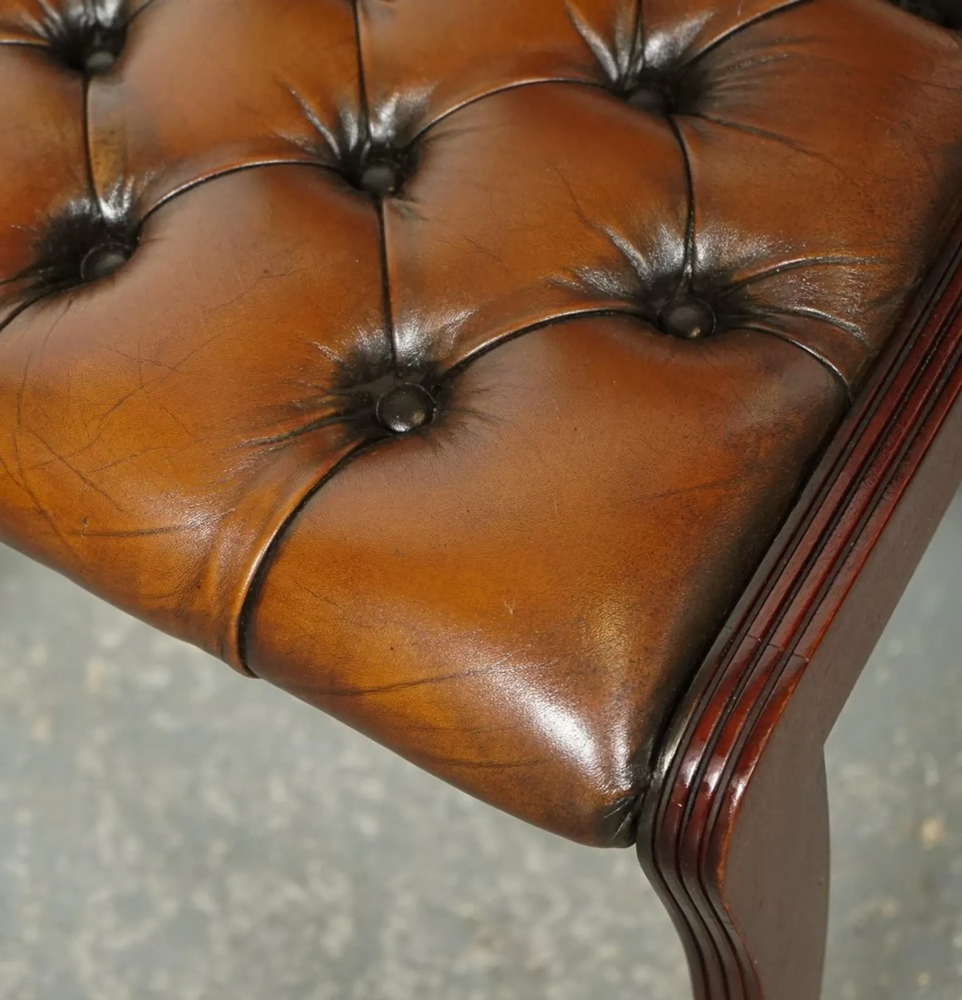 Chesterfield Leather Dining Chairs, Set of 6