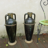 Ceramic vases brass frame art nouveau