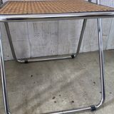 Pair of chrome and cane folding chairs