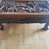 Thai coffee table with glass 1950s