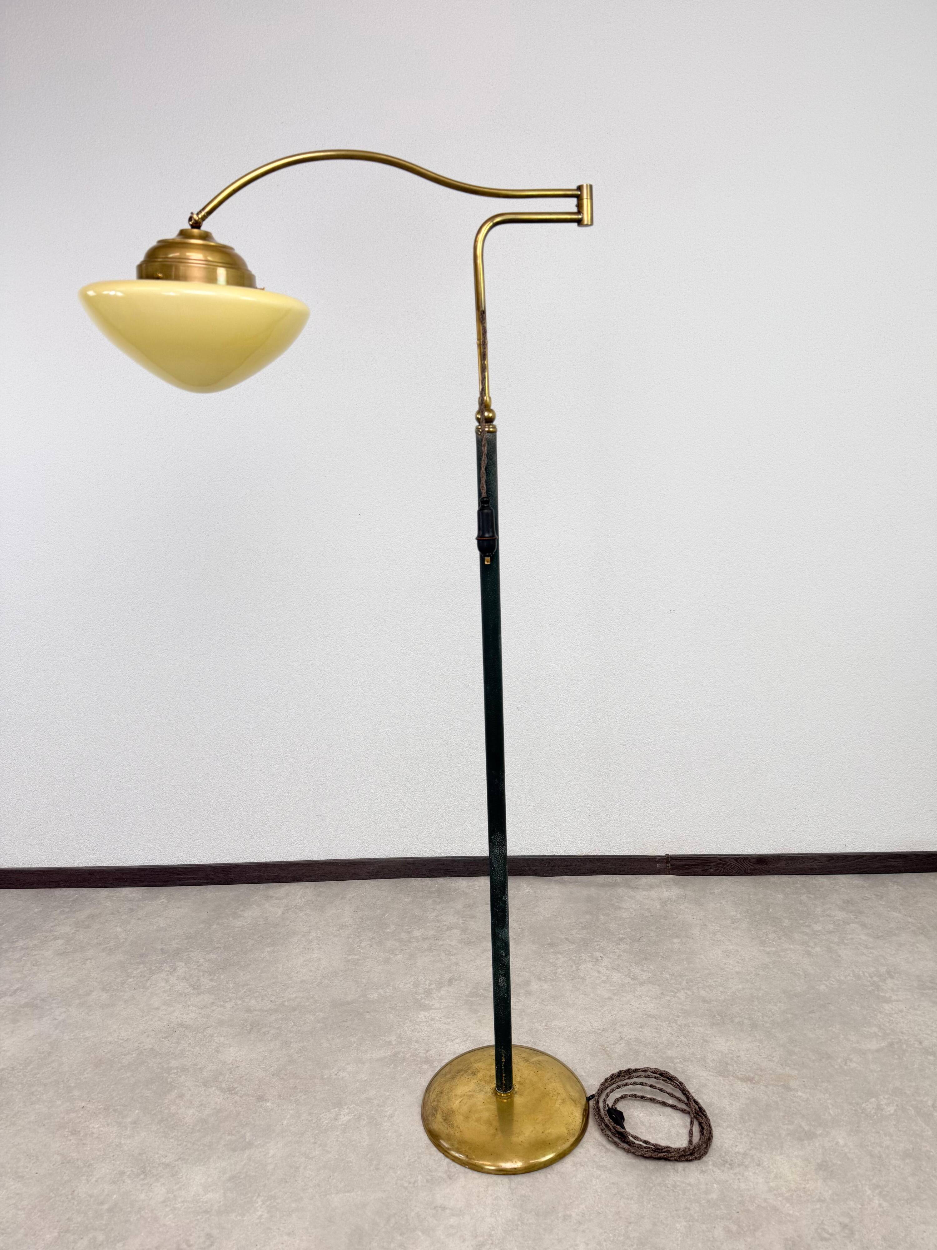 Art Deco brass floor lamp with adjustable height