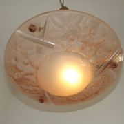 French Art Deco Stamped S.E.V.B.A Pink Glass Platform Floral Design 5553
