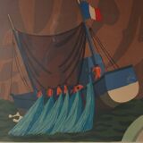 Lithographie encadrée des années 1950 par Lars Norrman, Suède