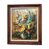 Oil on canvas by Aimé Debono - “Sunflowers”