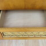 Wardrobe secretary child 60s wood and rattan feet compass