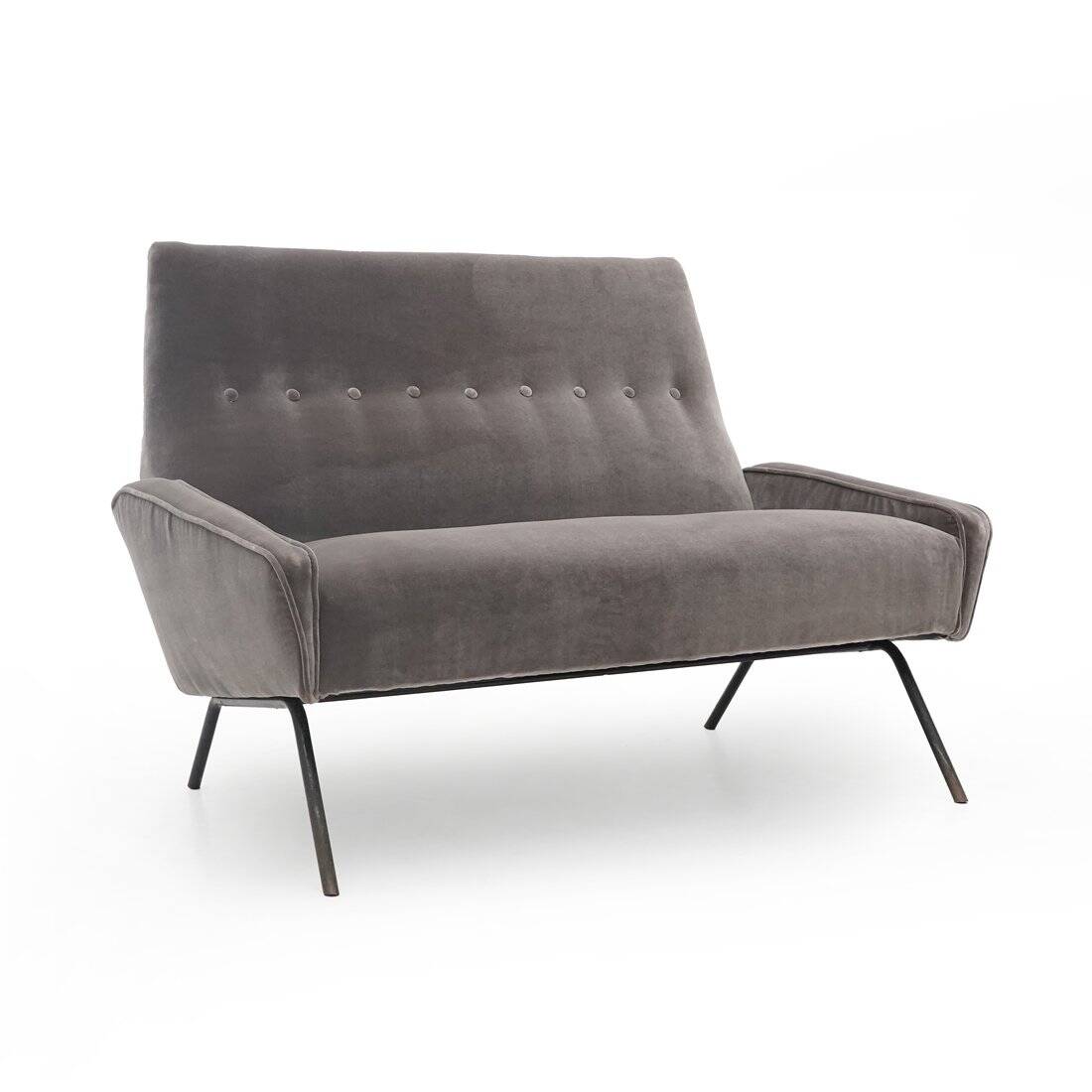 Two-seater velvet sofa by Felice Rossi, 1950s.