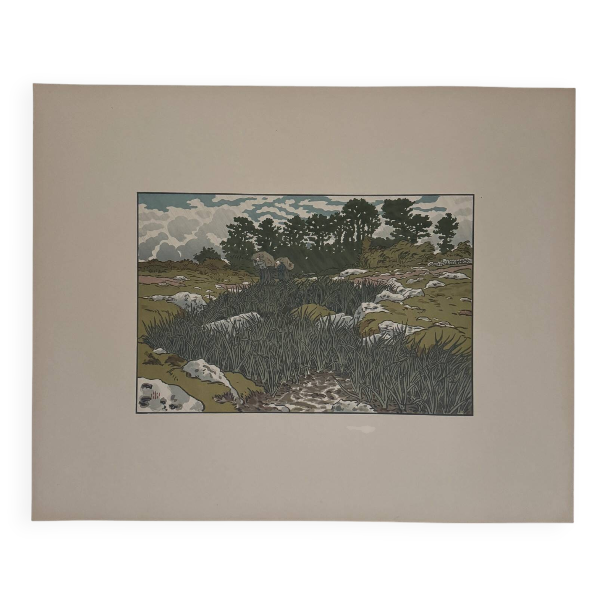 Lithograph by Henri Rivière Stream at Lopérec