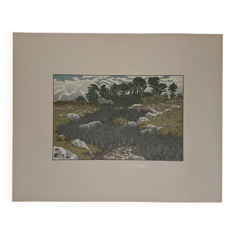Lithograph by Henri Rivière Stream at Lopérec