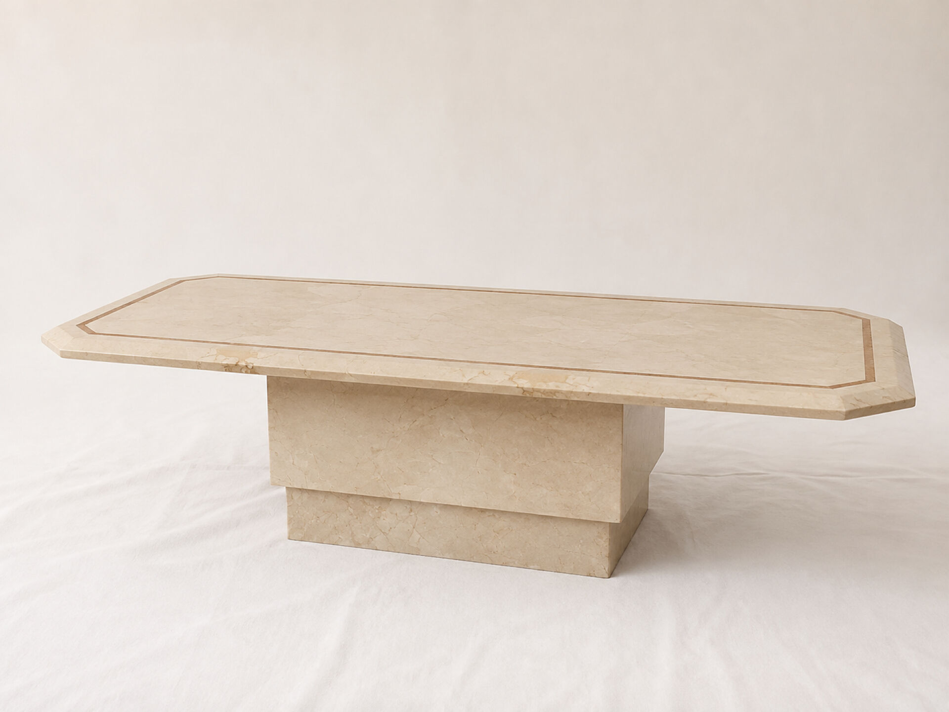 Marble inlaid coffee table, Italian Hollywood Regency style 70s