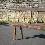 Large vintage wooden bench, old wooden bench, handcrafted bench, brutalist, entrance hall