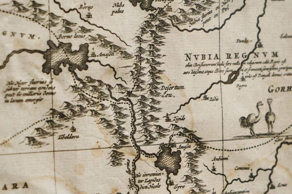 Carte originale rare de l'Éthiopie du XVIIe siècle par Willem Janszoon Blaeu