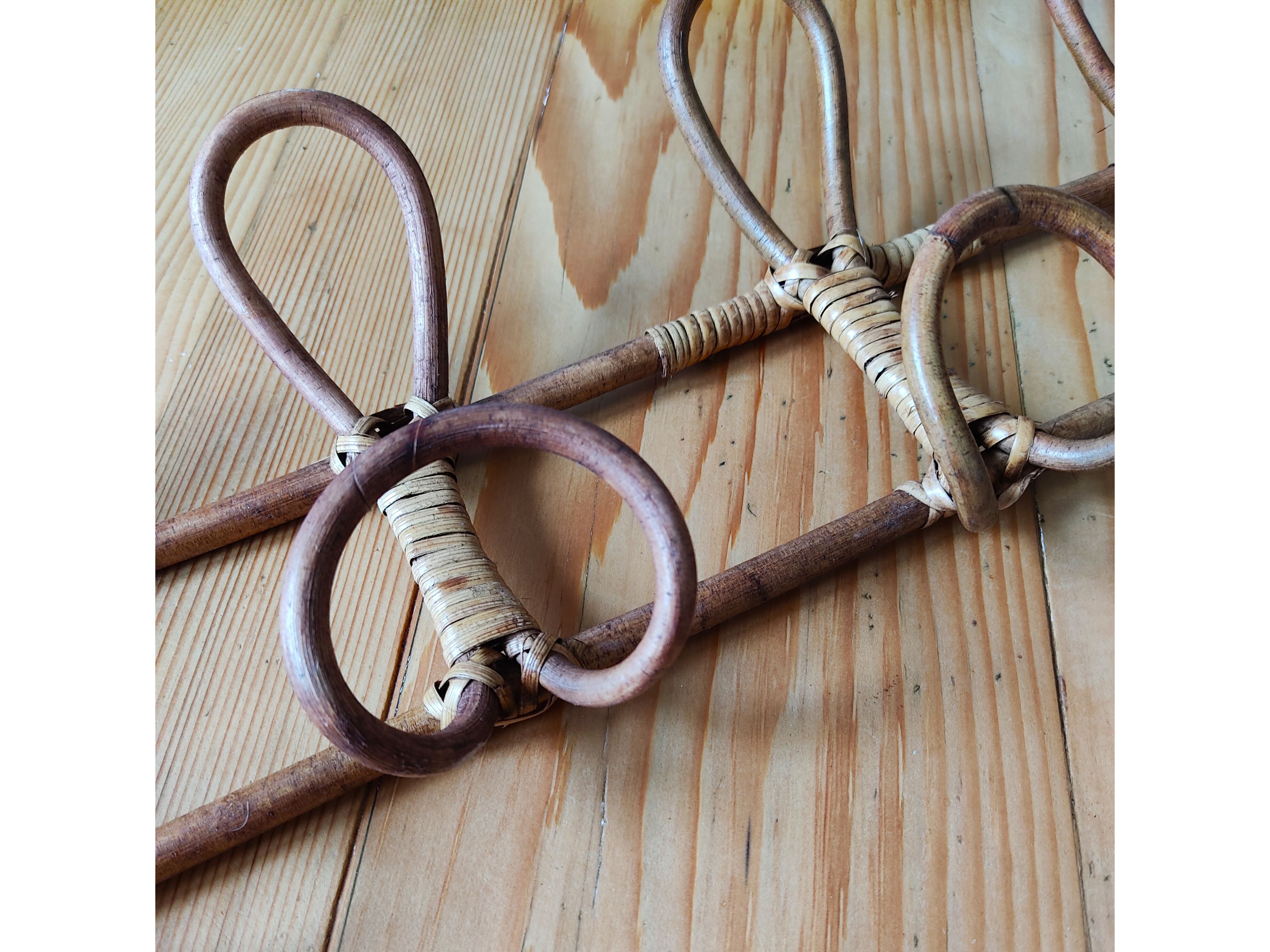 Rattan wall coat rack