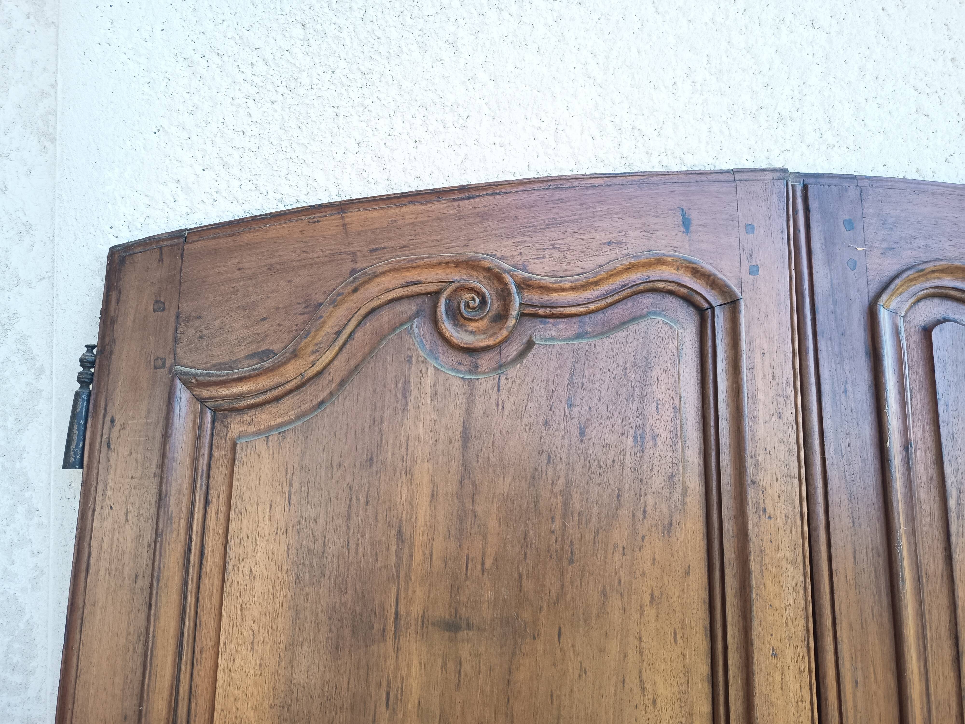 Louis XV walnut wardrobe doors