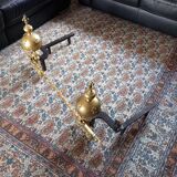 Pair of bronze fireplace chenets Louis XIV style