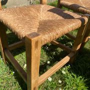 Three brutalist wooden chairs in elm from the 80s.
