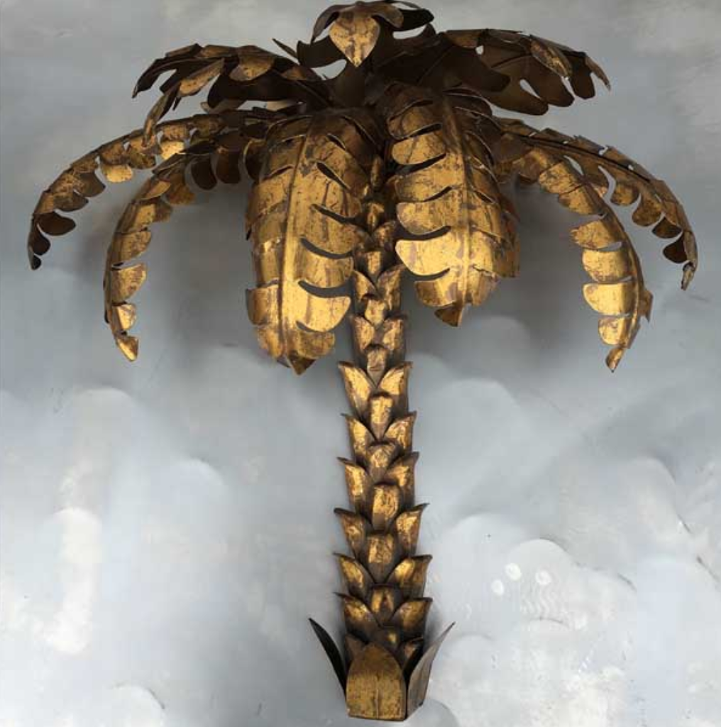 Palm wall lamp Golden Metal Year 70's