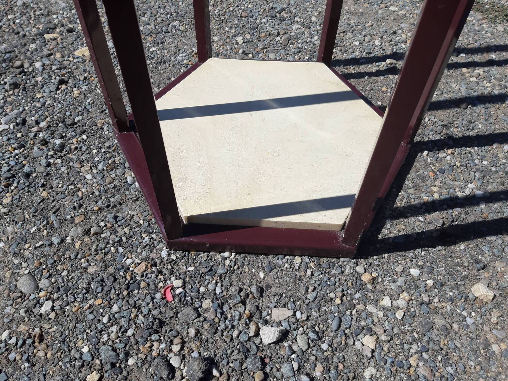 Vintage 70s marble and wood side table Italian design