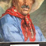 Oil on canvas "Man with red scarf" 1942 by AVRIL