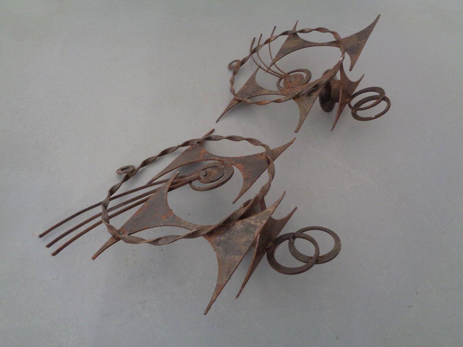 Brutalist Iron Candleholders by Henrik Horst, Denmark, 1960s, Set of 2