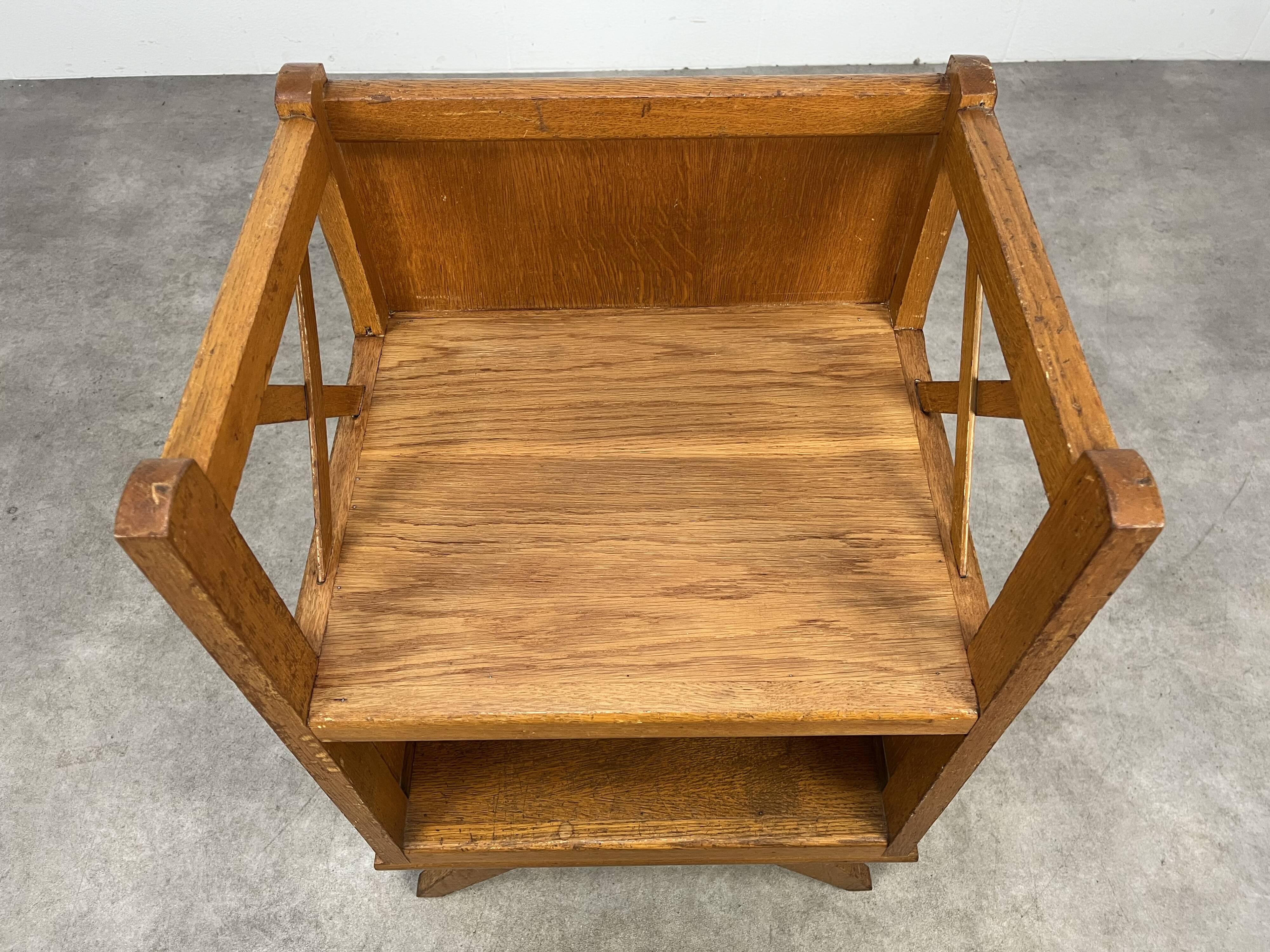 50s wooden cross-braced bedside table