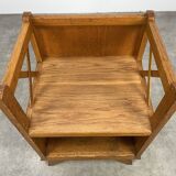 50s wooden cross-braced bedside table
